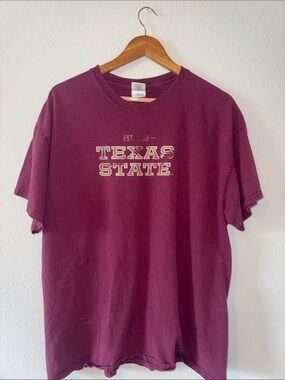 100% Cotton Vintage XL Texas State Maroon Graphic Tee - Unbranded